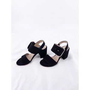 Stuart Weitzman | Black Velvet Strap Heel